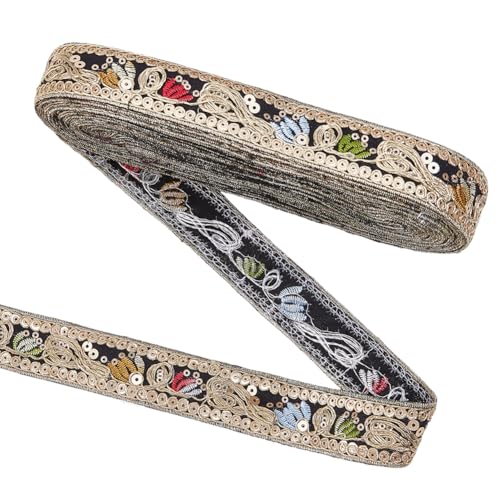 MAYJOYDIY 9.1m Schwarzes Vintage Jacquardband Im Ethno Stil 30mm Gewebtes Applikationsband Mit Pailletten Boho Metallic Blumen Stickerei Stoffband Zum Nähen Handgefertigte Taschen Kleidungsdekoration MAYJOYDIY 9.1m Schwarzes Vintage Jacquardband Im Ethno Stil 30mm Gewebtes Applikationsband Mit Pailletten Boho Metallic Blumen Stickerei Stoffband Zum Nähen Handgefertigte Taschen Kleidungsdekoration von MAYJOYDIY