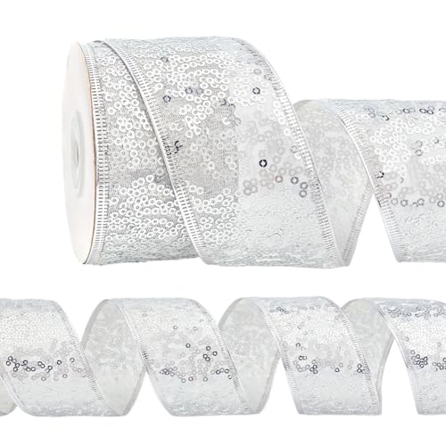 MAYJOYDIY 9.1m Silbernes Pailletten Netzband Mit Draht 50mm Metallisches Pailletten Glitzer Netzband Silbernes Draht Weihnachtsbesatz Für Weihnachtsdekoration Schleife Geschenkverpackung DIY Basteln MAYJOYDIY 9.1m Silbernes Pailletten Netzband Mit Draht 50mm Metallisches Pailletten Glitzer Netzband Silbernes Draht Weihnachtsbesatz Für Weihnachtsdekoration Schleife Geschenkverpackung DIY Basteln von MAYJOYDIY