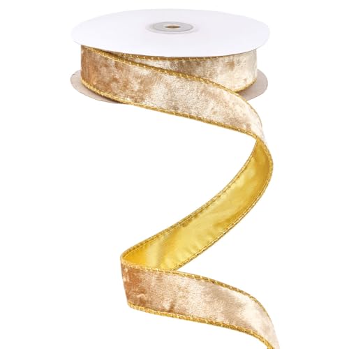 MAYJOYDIY 9.1m Weißes Und Goldenes Samtband Mit Draht 25mm Breit Einseitiges Dekoratives Samtband Mit Goldener Rückseite Für Weihnachtsbaum Girlande Kranz Partydekoration Geschenkverpackungen MAYJOYDIY 9.1m Weißes Und Goldenes Samtband Mit Draht 25mm Breit Einseitiges Dekoratives Samtband Mit Goldener Rückseite Für Weihnachtsbaum Girlande Kranz Partydekoration Geschenkverpackungen von MAYJOYDIY