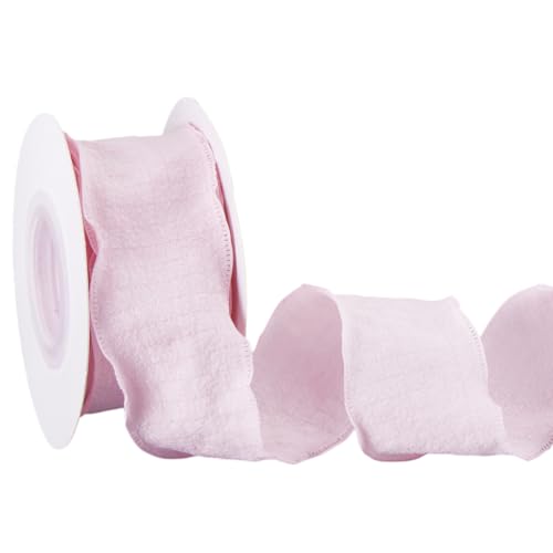 MAYJOYDIY 9m Rosa Gingham Band Mit Rüschenrand 40mm Faltiges Rüschenband Plissiertes Gurtband Aus Polyester Für Blumen Geschenkverpackungen Einladungen Blumensträuße Kleidung Dekoration von MAYJOYDIY