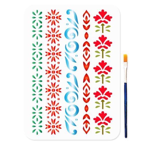 MAYJOYDIY A4 Blumen Ornament Rahmen Malschablone Rahmen Muster Vorlage 29.7 × 21cm Trennlinie Wiederverwendbare Kunststoff Schablonen Mit Pinsel Für Holz Wände Fenster Heimwerkerarbeiten MAYJOYDIY A4 Blumen Ornament Rahmen Malschablone Rahmen Muster Vorlage 29.7 × 21cm Trennlinie Wiederverwendbare Kunststoff Schablonen Mit Pinsel Für Holz Wände Fenster Heimwerkerarbeiten von MAYJOYDIY