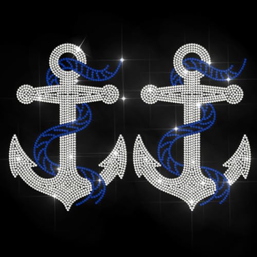 MAYJOYDIY Anker Seemann Strass Aufkleber Zum Aufbügeln Seesegeln Hotfix Transfer Aufkleber Kristall Sommerzeit Wärmeübertragungs Patch Für T Shirts Hüte Jacken Kleidersäcke DIY Dekoration von MAYJOYDIY