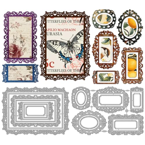 MAYJOYDIY Bilderrahmen Metall Stanzformen Vintage Etikettenrand Stanzformen Schablonenhintergründe Rahmenprägung Scrapbooking Schnitte Vorlage Für DIY Scrapbooking Karte Machen Album Geschenk Dekor MAYJOYDIY Bilderrahmen Metall Stanzformen Vintage Etikettenrand Stanzformen Schablonenhintergründe Rahmenprägung Scrapbooking Schnitte Vorlage Für DIY Scrapbooking Karte Machen Album Geschenk Dekor von MAYJOYDIY