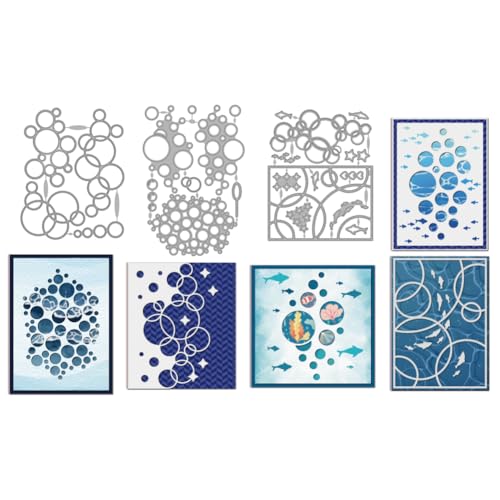 MAYJOYDIY Blasenhintergrund Metall Stanzformen Stanzkante Stanzschablonen Fantasie Blasenfisch Karbonstahl Stanzform Prägeschablone Für Scrapbooking Fotoalbum DIY Papierkartenbasteln von MAYJOYDIY