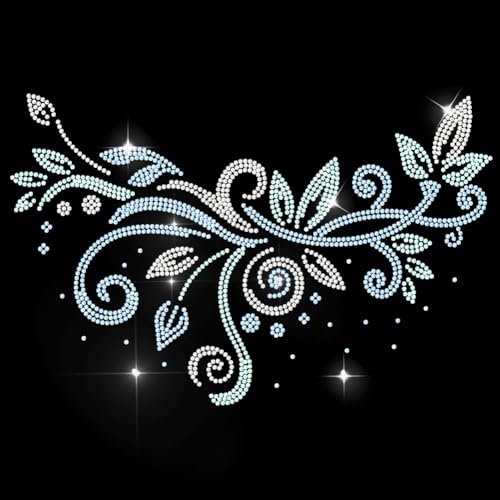 MAYJOYDIY Blaue Spitzenbordüre, Strass, zum Aufbügeln, Hotfix-Strass, Wirbel-Flourish-Verzierung, Wärmeübertragung, Applikation, Aufkleber, Kleidung, Reparatur, Kristall, Flicken für Schuhe, Taschen von MAYJOYDIY