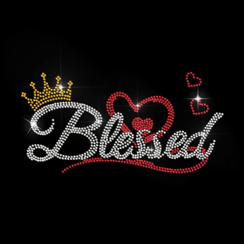 MAYJOYDIY Blessed Hotfix Strass Aufbügeln Krone Liebe Kristall Strass Aufkleber Glitzer Hotfix Transfer Patch Kleidung Reparatur Applikation für T-Shirt Hut Hosen Tasche von MAYJOYDIY