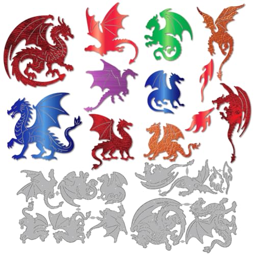 MAYJOYDIY Bösen Drachen Metall Stanzformen Fliegender Feuerdrache Stanzschablone Fantasy Thema Prägung Scrapbooking Schnitte Vorlage Für Karten Scrapbooking Alben Handgemachte Geschenke Dekoration von MAYJOYDIY