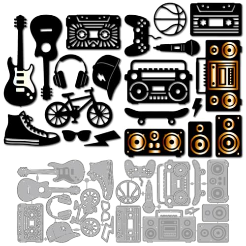 MAYJOYDIY Boombox Gitarre Metall Stanzformen Kassettenkopfhörer Stanzschablone Hip Hop Skateboard Karbonstahl Prägeschablonen Für Scrapbooking Party Fotoalbum DIY Papierhandwerk MAYJOYDIY Boombox Gitarre Metall Stanzformen Kassettenkopfhörer Stanzschablone Hip Hop Skateboard Karbonstahl Prägeschablonen Für Scrapbooking Party Fotoalbum DIY Papierhandwerk von MAYJOYDIY