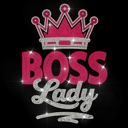 MAYJOYDIY Boss Lady Strass Zum Aufbügeln Hotfix Krone Thermotransfer Aufkleber Strass Hotfix Transferaufkleber Bling Kleidung Reparatur Applikation Für Hemd Tasche Hut Jacke Jeans DIY Basteln von MAYJOYDIY