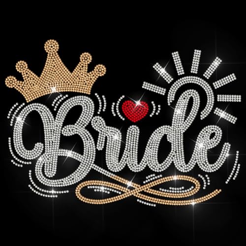MAYJOYDIY Brautkrone Hotfix Strass Aufbügeln Hochzeit Liebe Hotfix Transfer Aufkleber Romantischer Text Wärmeübertragungs Patch Bling Applikation Für T Shirt Mütze Jacke Kleidersack DIY Dekoration von MAYJOYDIY