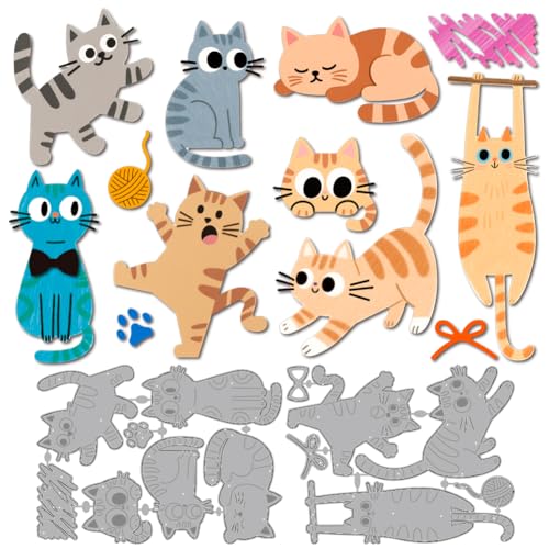 MAYJOYDIY Cartoon Katzen Metall Stanzformen Katzengarnknäuel Stanzschablonen Niedliches Tiermotiv Prägevorlage Scrapbooking Werkzeug Für DIY Bastelkarten Album Festliche Geschenkdekorationen MAYJOYDIY Cartoon Katzen Metall Stanzformen Katzengarnknäuel Stanzschablonen Niedliches Tiermotiv Prägevorlage Scrapbooking Werkzeug Für DIY Bastelkarten Album Festliche Geschenkdekorationen von MAYJOYDIY
