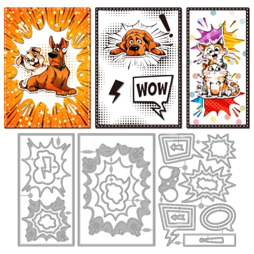 MAYJOYDIY Comic Burst Stanzformen für Kartenherstellung, Comic-Dialog-Rahmen, Metall-Stanzformen, Manga-Stil, Prägeschablone für Scrapbooking, Bastelpapier, Geburtstagskarte, Geschenk, Dekoration MAYJOYDIY Comic Burst Stanzformen für Kartenherstellung, Comic-Dialog-Rahmen, Metall-Stanzformen, Manga-Stil, Prägeschablone für Scrapbooking, Bastelpapier, Geburtstagskarte, Geschenk, Dekoration von MAYJOYDIY