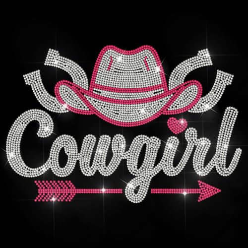 MAYJOYDIY Cowgirl Hut Hotfix Strass Aufbügeln Pfeil Hufeisen Hotfix Transfer Aufkleber Rosa Herz Wärmeübertragungs Patch Bling Applikation Für T Shirt Mütze Jacke Kleidersack DIY Dekoration von MAYJOYDIY