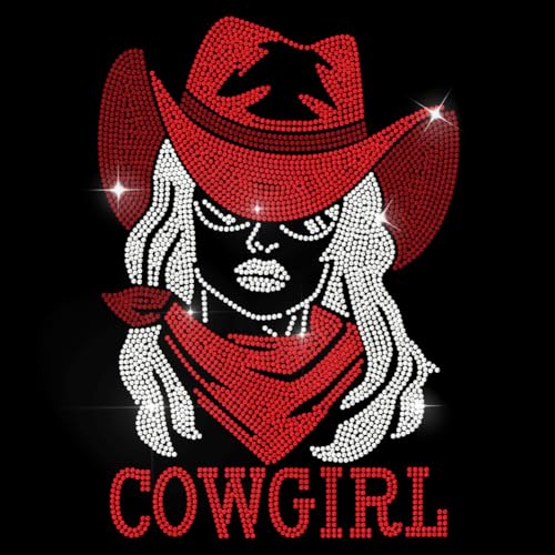 MAYJOYDIY Cowgirl Strass Aufbügler Hotfix Transfer Cowboyhut Thermotransfer Aufkleber Western Cowgirl Bild Bling Kleidungs Dekoration Applikation Für Hemd Tasche Hut Jacke Jeans Schuhe DIY Basteln von MAYJOYDIY