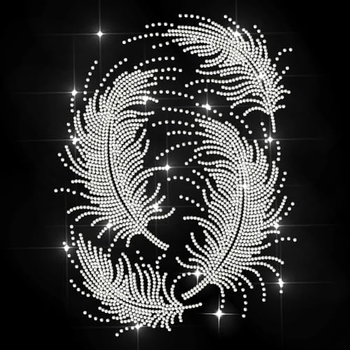 MAYJOYDIY Eleganter Feder Strass Aufkleber Zum Aufbügeln Federquaste Retro Hotfix Transferaufkleber Modeartikel Wärmeübertragungspatch Applikation Für T Shirt Mütze Jacke Kleidersack DIY Dekor von MAYJOYDIY