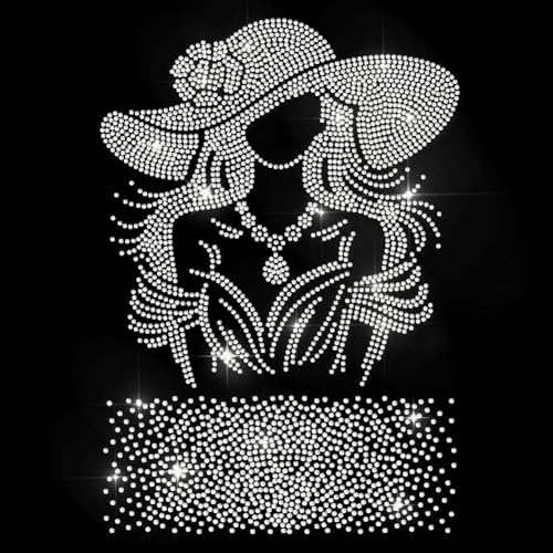 MAYJOYDIY Eleganter Strass Hotfix Zum Aufbügeln Mädchenhut Glitzernde Heat Transfer Sticker Halskette Blume Aufbügeln Kristall Strass Aufkleber Für T Shirt Hemden Jeans Jacke Dekor von MAYJOYDIY