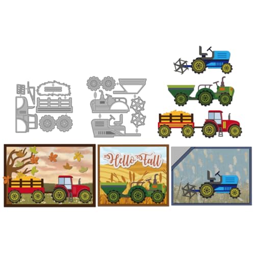 MAYJOYDIY Erntetraktoren Metall Stanzformen Ackerland Weizen Stanzschablone Erntemaschine Prägung Scrapbooking Schnittvorlage Für Karten Scrapbooking Alben Handgemachte Geschenke Dekoration von MAYJOYDIY