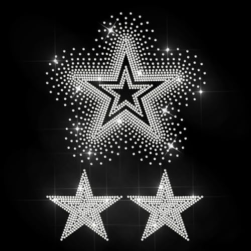 MAYJOYDIY Farbverlauf Sterne Hotfix Strass Aufbügeln Pentagramm Hotfix Transferaufkleber Leuchtender Stern Wärmeübertragungs Patch Bling Applikation Für T Shirt Mütze Jacke Kleidersack DIY Dekor von MAYJOYDIY