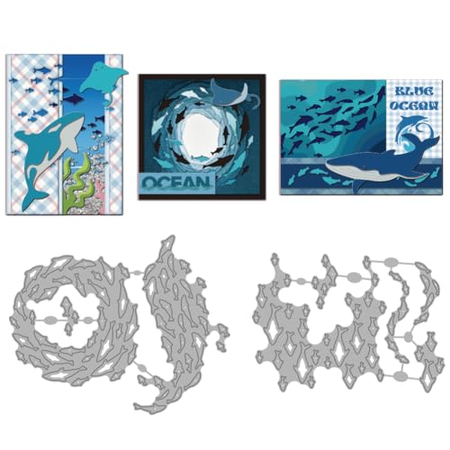 MAYJOYDIY Fischschwarm Stanzformen Fischschwarm Prägung Metall Stanzformen Seefisch Sommer Ozean Karbonstahl Prägung Metallform Vorlage Für DIY Geschenke Scrapbooking Fotoalbum von MAYJOYDIY