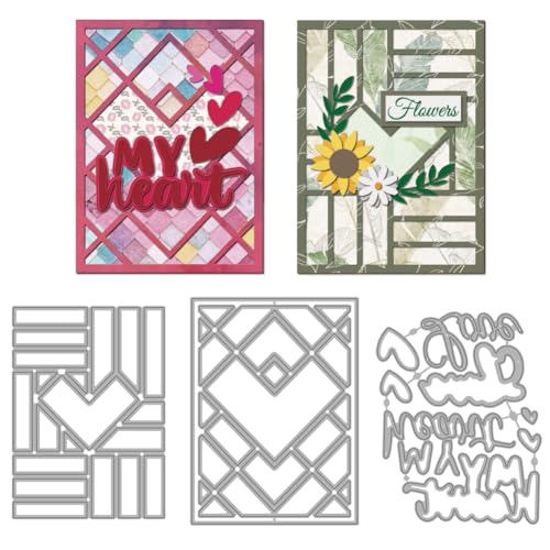 MAYJOYDIY Geometrische Herz Metall Stanzformen My Heart Love Design Stanzschablonen Trapezförmig Karbonstahl Prägeschablonen Für Scrapbooking Party Fotoalbum DIY Papierhandwerk von MAYJOYDIY
