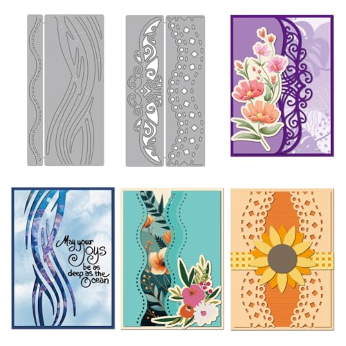 MAYJOYDIY Gewellter Linie Metall Stanzformen Umschläge Spitzenrand Stanzschablone Vintage Rahmen Zierleiste Prägung Scrapbooking Vorlage Für DIY Scrapbooking Basteln Kartenherstellung Geschenk Dekor von MAYJOYDIY