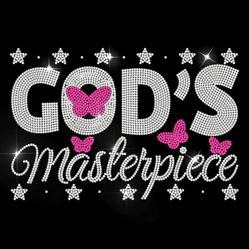 MAYJOYDIY God's masterpiece Hotfix Strass Aufbügeln Schmetterling Sterne Hotfix Transfer Aufkleber Text Wärmeübertragungs Patch Bling Applikation Für T Shirt Mütze Jacke Kleidersack DIY Dekoration von MAYJOYDIY