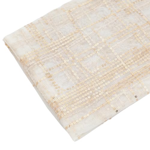 MAYJOYDIY Goldenen Pailletten Tüllstoff 91×150cm Breit Glitzernder Bestickter Stoff Versilberter Gittermuster Spitzenstoff Für Tutu Röcke DIY Näharbeiten Basteln Hochzeitsfeier Hintergrunddekoration von MAYJOYDIY