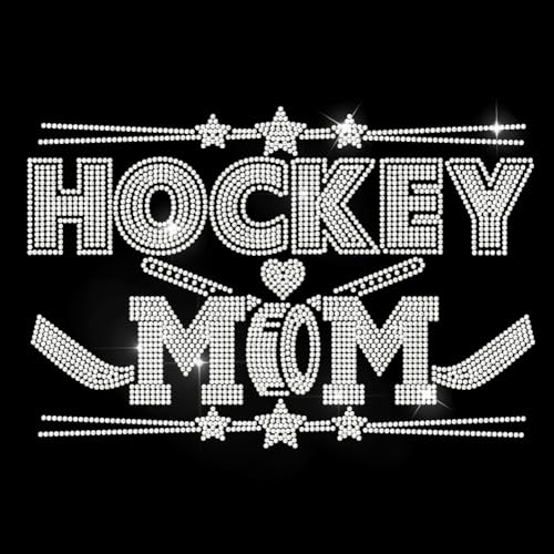 MAYJOYDIY HOCKEY MOM Strass Aufbügler Hotfix Stern Herz Muster Bling DIY Patch Sport Hockeyschläger Glitzer Hotfix Applikation Für T Shirt Jacke Tasche Jeans Muttertags Geschenk von MAYJOYDIY