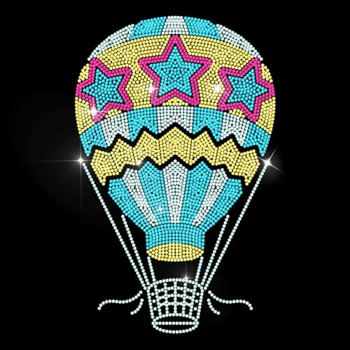 MAYJOYDIY Heißluftballon Strass Aufbügler Hotfix Transfer Stern Wärmeübertragungs Aufkleber Strass Hotfix Aufkleber Bling Kristall Kleidungs Applikation Für Hemd Tasche Hut Jacke Jeans DIY Basteln von MAYJOYDIY