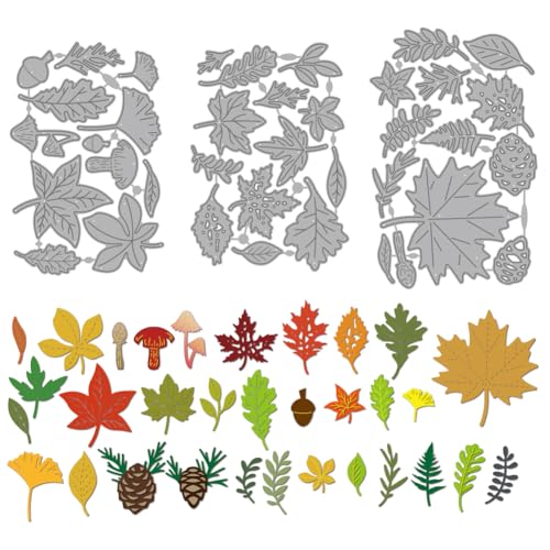 MAYJOYDIY Herbstblättern Metall Stanzformen Ahornblatt Ginkgo Stanzschablone Haselnuss Pilz Prägung Scrapbooking Schnitte Vorlage Für Karten Scrapbooking Alben Handgemachte Geschenke Dekoration von MAYJOYDIY