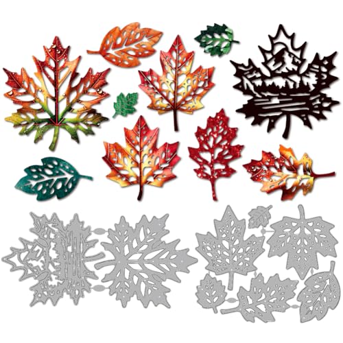 MAYJOYDIY Herbstlichem Ahornblatt Metall Stanzformen Bergwald Landschaft Stanzformen Herbstlaub Scrapbooking Prägeschablonen Für DIY Scrapbooking Basteln Kartenherstellung Album Geschenk Dekor von MAYJOYDIY