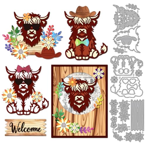 MAYJOYDIY Highland Rinder Metall-Stanzformen, Cowboyhut, Tier-Stanzschablone, Blume, Holzschild, Prägung, Scrapbooking, Schnittvorlage für DIY, Scrapbooking, Basteln, Kartenherstellung, Album MAYJOYDIY Highland Rinder Metall-Stanzformen, Cowboyhut, Tier-Stanzschablone, Blume, Holzschild, Prägung, Scrapbooking, Schnittvorlage für DIY, Scrapbooking, Basteln, Kartenherstellung, Album von MAYJOYDIY