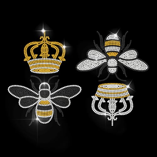 MAYJOYDIY Honigbienenkrone Zum Aufbügeln Strass Aufkleber Bienenkönigin Hotfix Transfer Aufkleber Kristall Insekten Wärmeübertragungs Patch Bling Für T Shirt Mütze Jacke Kleidersack DIY Dekor von MAYJOYDIY