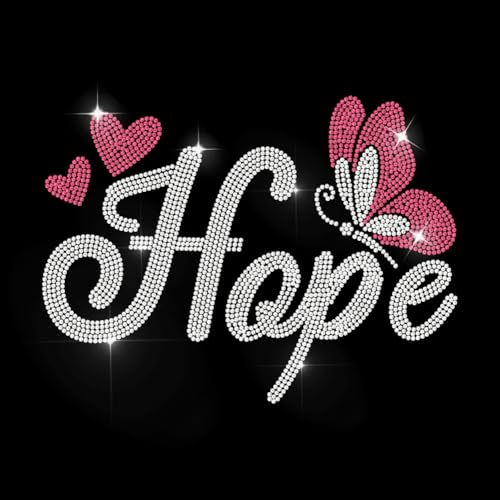 MAYJOYDIY Hope Butterfly Bügelbild Mit Strasssteinen Pink Love Hotfix Transferaufkleber Kristall Sweet Beauty Wärmeübertragungspatch Bling Für T Shirts Hüte Jacken Kleidersäcke DIY Dekoration von MAYJOYDIY