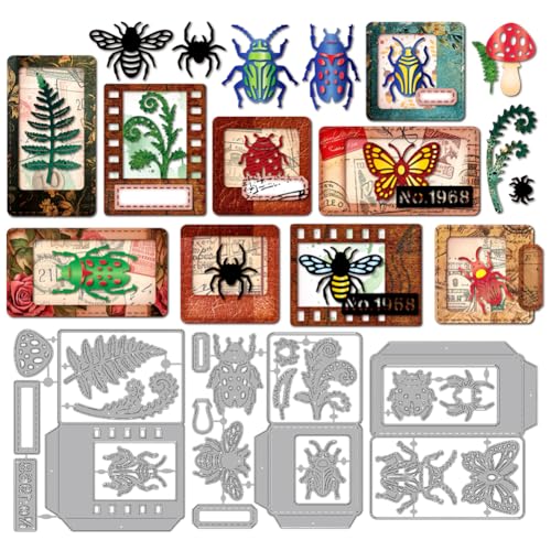 MAYJOYDIY Insektenpräparat Metall Stanzformen Biene Spinne Käfer Stanzungen Schmetterling Schiebeprägevorlage Karbonstahl Schablonen Für Kartengestaltung Scrapbooking Album Handbuch Geschenkdekoration von MAYJOYDIY