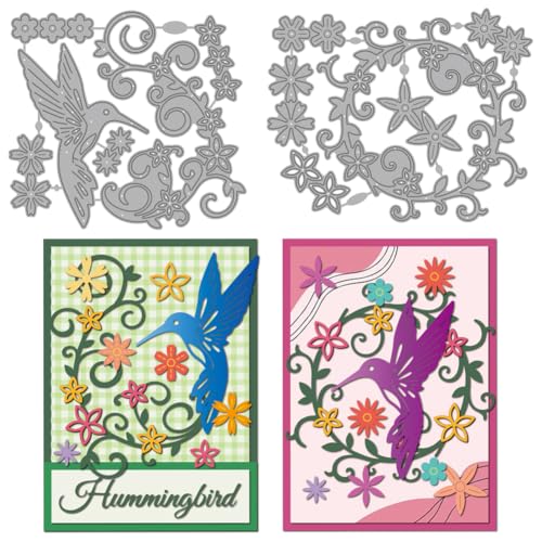 MAYJOYDIY Kolibri Blume Metall Stanzformen Ranke Runder Rand Stanzschablone Natur Vogel Garten Prägung Scrapbooking Schnittvorlage Für Karten Scrapbooking Alben Handgemachte Geschenke Dekoration von MAYJOYDIY