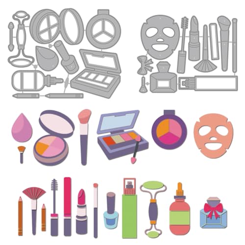 MAYJOYDIY Kosmetische Metall Stanzformen Make Up Pinsel Rahmen Stanzschablone Lippenstift Schönheitseier Puder Stanzform Aus Kohlenstoffstahl Für Kartenherstellung DIY Scrapbooking Albumdekoration von MAYJOYDIY