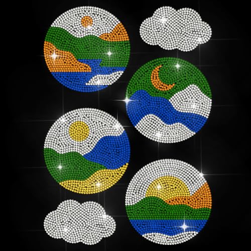 MAYJOYDIY Kreisförmiger Landschaft Strass Aufbügler Hotfix Transfer Bergfluss Wärmetransfer Aufkleber Sonne Mond Wolke Bling Applikation Für T Shirt Jacke Taschen Kleidungsstücke DIY Zubehör MAYJOYDIY Kreisförmiger Landschaft Strass Aufbügler Hotfix Transfer Bergfluss Wärmetransfer Aufkleber Sonne Mond Wolke Bling Applikation Für T Shirt Jacke Taschen Kleidungsstücke DIY Zubehör von MAYJOYDIY