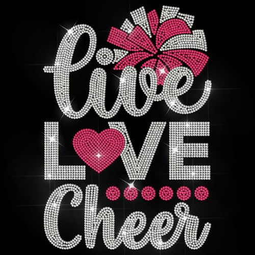 MAYJOYDIY Live Love Cheer Hotfix Strass Aufbügeln Cheerleader Ball Hotfix Transfer Aufkleber Glückswort Wärmeübertragungs Patch Bling Applikation Für T Shirt Mütze Jacke Kleidersack DIY Dekoration von MAYJOYDIY