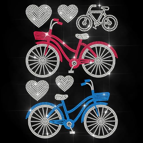 MAYJOYDIY Love Bike Strass Aufkleber Zum Aufbügeln Paar Fahrrad Hotfix Transfer Aufkleber Kristall Radsport Wärmeübertragungs Patch Für T Shirts Hüte Jacken Kleidersäcke DIY Dekoration von MAYJOYDIY