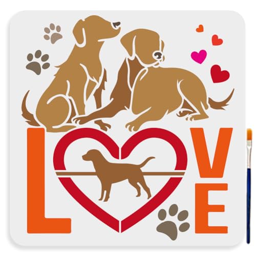 MAYJOYDIY Love Dog Schablone Hundepfotenabdruck Malschablonen 30×30cm Mit Pinsel Wiederverwendbar Herz Hund Tier Haustier Vorlage Zum Malen Für Holz Leinwand Papier Stoff Wanddekorationen MAYJOYDIY Love Dog Schablone Hundepfotenabdruck Malschablonen 30×30cm Mit Pinsel Wiederverwendbar Herz Hund Tier Haustier Vorlage Zum Malen Für Holz Leinwand Papier Stoff Wanddekorationen von MAYJOYDIY