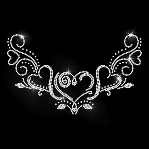 MAYJOYDIY Love Neckline Strass Aufbügler Aufkleber Vintage Spitze Hotfix Transfer Aufkleber Bling Swirly Flourish Wärmeübertragungs Patch Für T Shirt Mütze Jacke Kleidersack DIY Dekor von MAYJOYDIY
