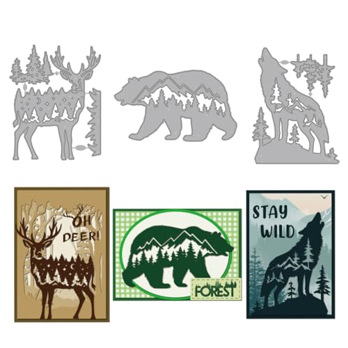 MAYJOYDIY Metall-Stanzformen, Motiv: Waldtiere, Berghirsch, Schablonen, Wildbär, Wolf, Prägeschablone, Scrapbooking, Werkzeug für Bastelarbeiten, Kartenherstellung, Album, festliche MAYJOYDIY Metall-Stanzformen, Motiv: Waldtiere, Berghirsch, Schablonen, Wildbär, Wolf, Prägeschablone, Scrapbooking, Werkzeug für Bastelarbeiten, Kartenherstellung, Album, festliche von MAYJOYDIY