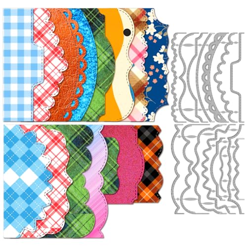 MAYJOYDIY Metall-Stanzformen, genähte Schlitzbordüre, gewellte Spitzenbordüre, Stanzformen, Umschlag, Prägeschablonen, Scrapbooking, Werkzeug für DIY, Scrapbooking, Basteln, Kartenherstellung, Album von MAYJOYDIY