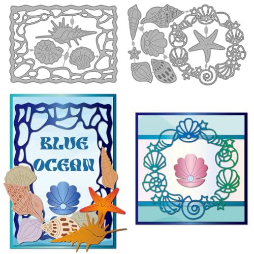 MAYJOYDIY Metall Stanzformen Mit Meeresmuscheln Seesternen Stanzschablonen Sommer Ozean Prägeschablonen Dekorative Prägepapier Cutting Dies für Die Kartengestaltung DIY Scrapbooking von MAYJOYDIY