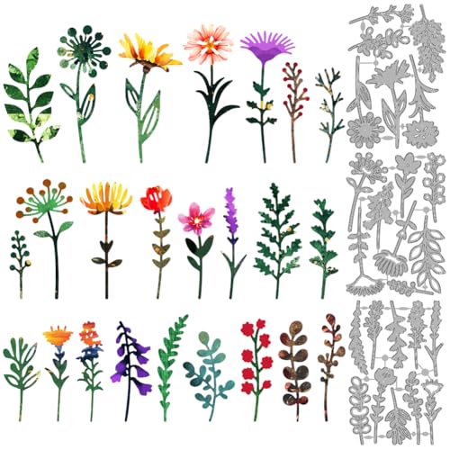 MAYJOYDIY Metall Stanzformen Mit Pflanzenblättern Blumen Rahmen Stanzschablone Unkraut Prägeschablone Stanzform Aus Karbonstahl Für Kartenherstellung DIY Scrapbooking Basteln Albumdekoration von MAYJOYDIY