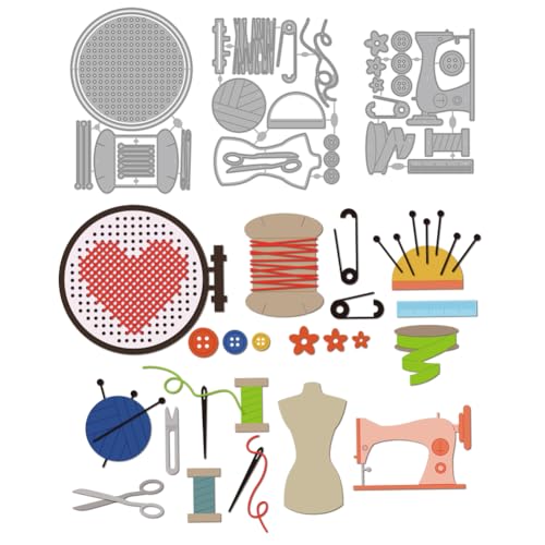 MAYJOYDIY Metall Stanzformen Mit Stickerei Motiv Stickbrettrahmen Stanzungen Schablonenstifte Nähmaschine Prägeschablone Für Kartenherstellung DIY Scrapbooking Basteln Papier Albumdekoration von MAYJOYDIY