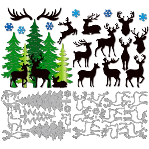MAYJOYDIY Metall-Stanzformen mit Hirsch-, Kiefern-, Waldtier-, Geweih-, Winter-Schneeflocken, Prägeschablone, Karbonstahl, Schablonen für Kartenherstellung, Scrapbooking, Album, Handbuch, Geschenk MAYJOYDIY Metall-Stanzformen mit Hirsch-, Kiefern-, Waldtier-, Geweih-, Winter-Schneeflocken, Prägeschablone, Karbonstahl, Schablonen für Kartenherstellung, Scrapbooking, Album, Handbuch, Geschenk von MAYJOYDIY