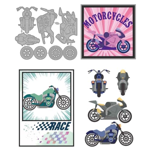 MAYJOYDIY Motorräder Räder Stanzschablone Motorradfahren Metall Stanzformen Fahrzeugnaben Maschinen Prägung Karbonstahl Schablonen Für Kartengestaltung DIY Scrapbooking Album Geschenkdekoration von MAYJOYDIY