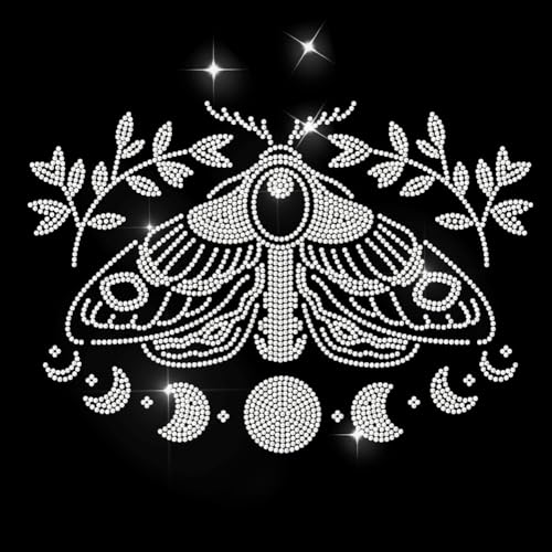 MAYJOYDIY Motten Mondphasen Strass Aufbügler Hotfix Transfer Zweig Blätter Stern Strasssteinen Zum Aufbügeln Glänzende Kleidungsreparatur Applikation Für T Shirt Mütze Jacke Kleidersack DIY Dekoration von MAYJOYDIY